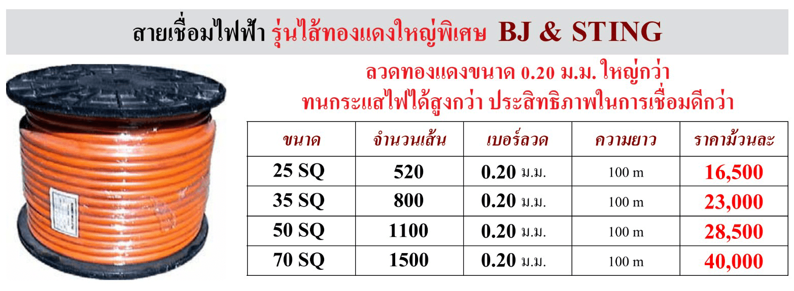 สายเชื่อมไฟฟ้า รุ่นไส้ทองแดงใหญ่พิเศษ